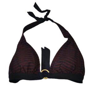 Women's Swim Systems Black Maroon Swimsuit Bikini Top Size Small EUC #6638